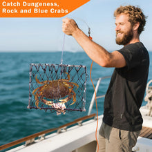 Load image into Gallery viewer, QualyQualy 2 Set Castable Crab Trap Kit, Foldable Crabbing Net with Rope &amp; Bait Clip, Crab Snare/Pots/Traps for Blue Crabs, Dungeness, Crawfish Portable Crabbing Equipment
