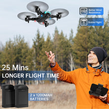 Load image into Gallery viewer, Drone with 1080P Camera for Beginners, Foldable, Altitude Hold, Gestures Selfie, Waypoint Fly, Headless Mode, 2 Batteries
