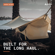 Load image into Gallery viewer, Haven Safari Lay-Flat Hammock Tent (Sand) – Canvas Glamping Hammock Tent with Insulated Pad – Ultimate Comfort Camping Hammock (Includes Rainfly &amp; Net)
