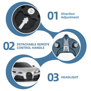 Remote Control Car - 1/24 Scale Fast Rc Race Car, Bugatti Chiron 3.7V 500 mAh Car Toys with Headlight, Racing Hobby Car Model Birthday