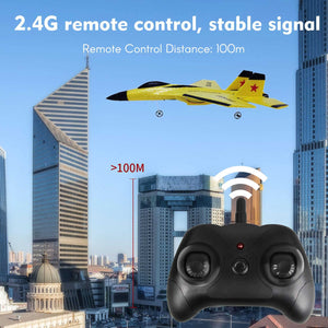 FX620 RC Airplane, 2.4GHz Remote Control Airplane, 2 Channel RC Plane, SU-35 RC Glider EPP Aircraft Model (Yellow)