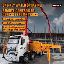 Load image into Gallery viewer, 18.9 Inches 11 Channel Remote Control Cement Pump Truck 1/18 Scale 2-Batteries 2.4Ghz RC Concrete Construction Vehicle (Grey 8-Wheels)
