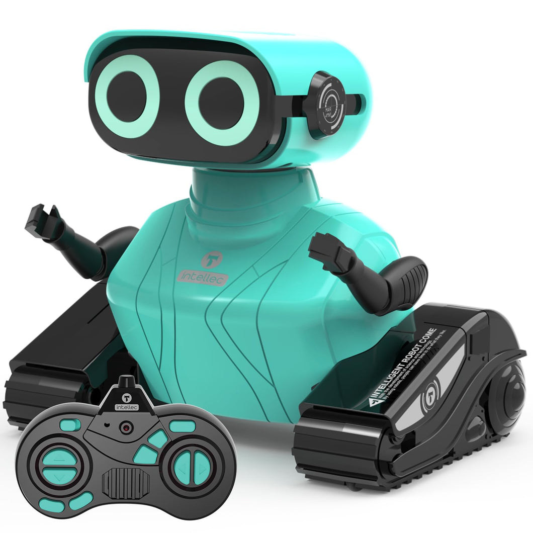 Robot Toys, Remote Control Robot Toy, RC Robots for Kids with LED Eyes, Flexible Head & Arms, Dance Moves and Music (Blue)