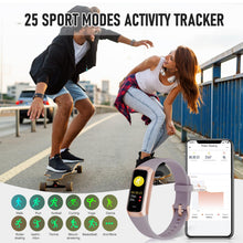 Load image into Gallery viewer, Fitness Tracker, Step Counter with 24/7 Heart Rate Blood Oxygen Blood Pressure Sleep Monitor, 1.10" AMOLED Touch Screen Smart Watches for Women Men (Orchid Purple))
