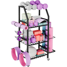 Load image into Gallery viewer, Homeiju Dumbbell Rack, 4 Tier Weight Rack for Home Gym,  Dumbbell and Balls
