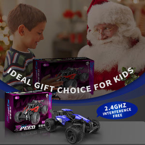 1:16 Scale RC Car for Kids, 2.4GHz High-Speed Electric Monster Truck, 20km/h, Dual 1000mAh Rechargeable Batteries, All-Terrain Tires