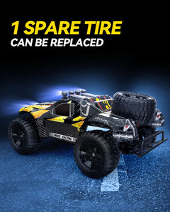 1:10 Large Remote Control Truck with Lights, Fast Short Course RC Car, 48 km/h 4x4 Off-Road Hobby Grade Toy Monster Crawler
