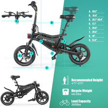 Load image into Gallery viewer, Folding Electric Bike for Adults, 374Wh Ebike, 20MPH Electric Bikes, 14&quot; Foldable Electric Bicycle, 20-50 Miles Electric Bikes
