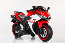Load image into Gallery viewer, Ride on Motorcycle, 12V Kids Electric Motorcycle, Battery Operated Kids Vehicles with Hand Racing/Foot Brake/Light Wheel (RED)
