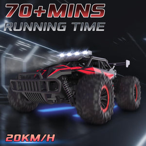 1:16 Scale Remote Control Car, 20 Km/h High Speed Remote Control Truck Off Road RC Monster Vehicle with LED