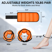 Load image into Gallery viewer, APEXUP Adjustable Ankle Weights for Women and Men  (2-10 lbs, Orange)

