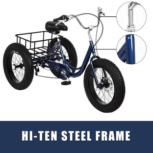 Adult Tricycles, 3 Wheel Bikes for Adults 20 Inch 7 Speed Adult Trikes Bicycles Cruise Trike with Shopping Basket for Seniors, Women, Men