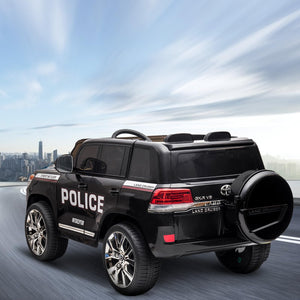 Electric Kids Ride on Police Car SUV, 2 Seater Truck 12V Licensed Toyota Land Cruiser with Remote Control, Black