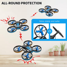 Load image into Gallery viewer, Drones - RC Drone with Auto Hovering and Headless Mode, Quadcopter with LED Light, Propeller Full Protect, 3D Flips, 3 Batteries, Remote Control, Best Gifts
