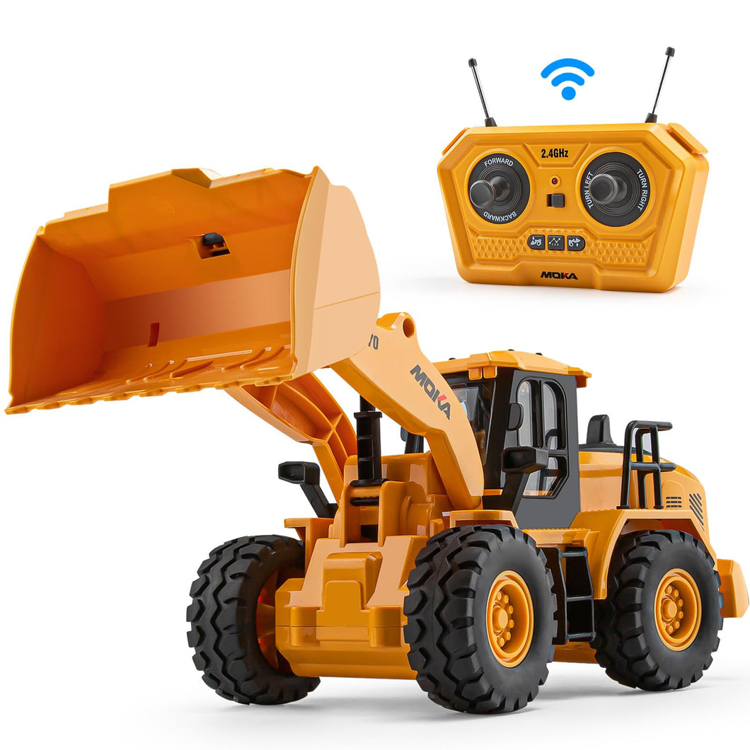 7 Channel RC Bulldozer Toys for Kids, Remote Control Construction Vehicle for Boys 3-5 Years Old, 2.4G Loader Engineering Truck