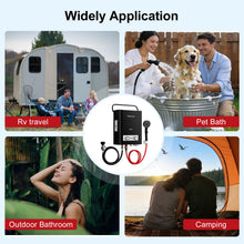 Load image into Gallery viewer, Propane Tankless Water Heater, 5L 1.32 GPM Outdoor Portable Gas Instant Hot Water Heater with Digital Display Overheating Protection, for Camping Barn Cabin RV Black
