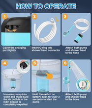 Load image into Gallery viewer, WADEO Portable Shower Camping Shower Outdoor Camp Shower Pump, Electric Rechargeable Portable Camping Shower, Powered by Rechargeable Battery for Camping, Hiking, Traveling
