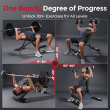 Load image into Gallery viewer, FLYBIRD WB5 Weight Bench, ASTM-Certified 800LBS Adjustable Weight Bench Workout Bench Foldable for Home Gym, 90° to -30° FID and 30in Extended Backrest for Bench Press Strength Training Exercise
