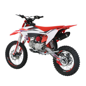 125CC Dirt Bike Powered by ZONSEN Engine, 4-Speed Manual Clutch, Kick Start, Big 17“/14” Tires (Fully Assembly, White)