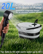 Load image into Gallery viewer, Portable Integrated Camping Shower Kit with 20L Foldable Bucket,13000mAh
