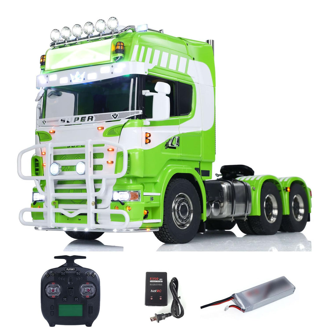 6x6 Metal Chassis 1/14 RC Tractor Truck R620 Smoking Unit RTR Model Air 3-Speed Transmission Suspension Construction Vehicle