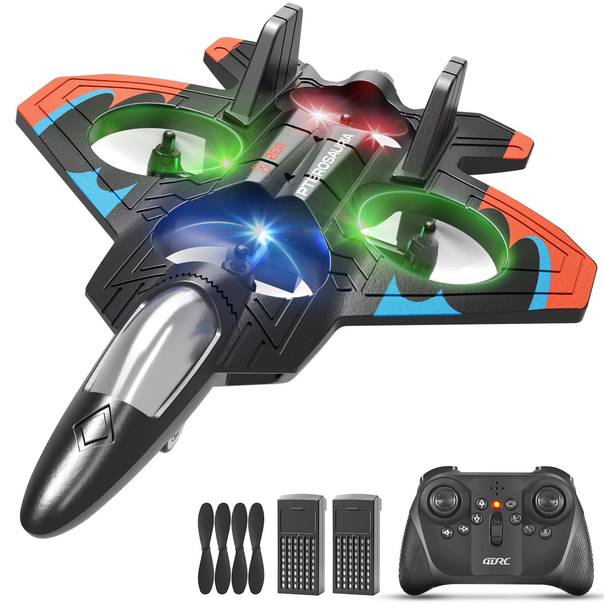Fighter Jet with Light, 360° Flip Fighter Jet Toys, Stunt Roll, Airpla ...