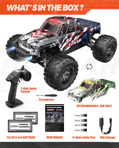 Hobby Grade 1:16 Scale Remote Control Truck, 4WD High Speed 40+ Kmh All Terrains Electric Toy Off Road RC Vehicle Car Crawler