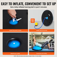 Load image into Gallery viewer, VEVOR 23-inch Half Exercise Ball Trainer, 660 lbs Capacity Balance Ball, Includes Resistance Bands - Particle Blue
