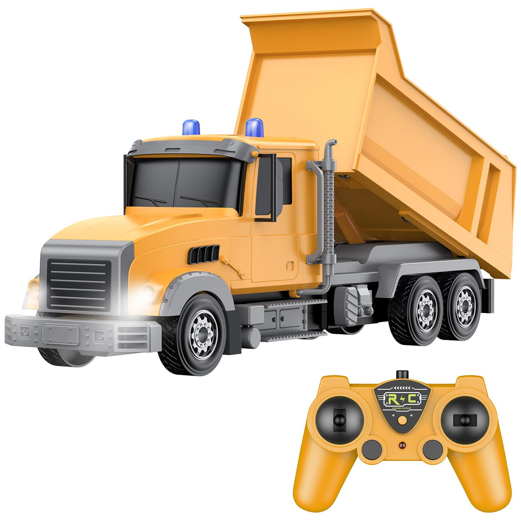 Remote Control Construction Vehicle Toy, 6 Channel RC Dump Truck with 2 Rechargeable Batteries, 1/24 Scale