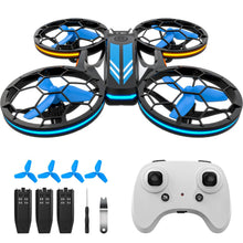Load image into Gallery viewer, Drones - RC Drone with Auto Hovering and Headless Mode, Quadcopter with LED Light, Propeller Full Protect, 3D Flips, 3 Batteries, Remote Control, Best Gifts
