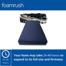 Load image into Gallery viewer, FoamRush 4" x 42" x 72" Camping Cot Gel Memory Foam RV Mattress Replacement with Canvas Navy Cover, Medium Firm, Made in USA, Camper Trailer, Removable Water-Resistant Outdoor/Indoor Cover w Zipper

