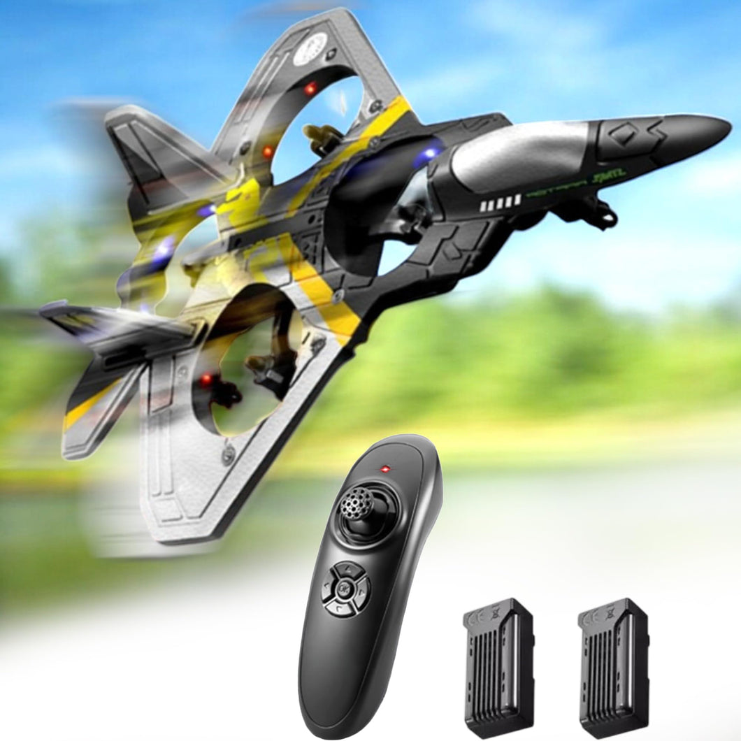 4CH RC Plane - Remote Control Plane for Kids and Adults - RC Fighter Jet 4 Channel, Extra 2 Rechargeable Battery LED Airplane Fighter