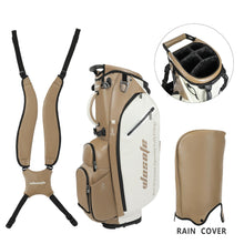 Load image into Gallery viewer, Elegant PU Leather Golf Stand Bag, 6-Way Divider, Khaki Off-White
