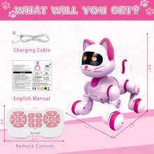 Load image into Gallery viewer, Remote Control Robot Cat, Programmable RC Smart Cat with Touch Sensing, LED Eyes Dance &amp; Music Walking Pets
