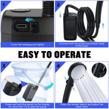 Load image into Gallery viewer, Spopal Portable Shower for Camping, [Long-Lasting] 6000mAh Rechargeable(Bk)
