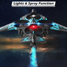 Load image into Gallery viewer, Remote Control Drone for Kids, Gesture RC Stealth Raptor Airplane, Quadcopter Fighter Jet with Light/Spray/360° Flip (3 Batteries/984ft)
