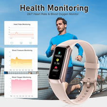Load image into Gallery viewer, Zeacool Fitness Tracker with 24/7 Heart Rate, Blood Oxygen Blood Pressure Sleep Monitor, Activity Trackers 5 ATM Waterproof,Step Calorie Counter Pedometer Health Smart Watch for Women Men Pink
