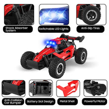 Load image into Gallery viewer, Remote Control Car for Kids 3 4 5 6 7+, 20 KM/H High-Speed RC Cars with LED Lights, 2.4GHz 2WD Monster Truck Toys – Red
