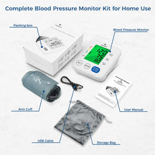 Load image into Gallery viewer, P PANACARE Upper Arm Blood Pressure Monitor for Home Use, Adjustable Cuff (8.7–16.5 inches), Large Backlit Display, White
