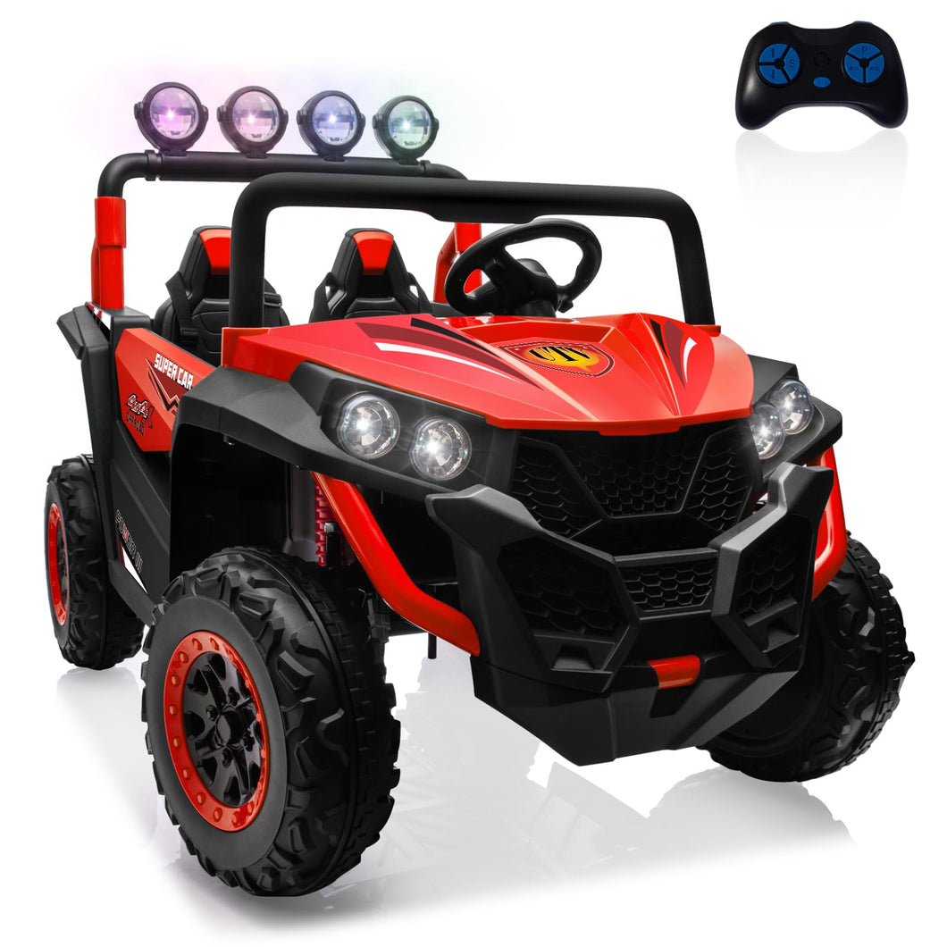 2 Seater Ride on Car Truck,24V Electric Vehicle Car for Kids 3-8 Years,200W Motors,4 Shock Absorbers (Red)