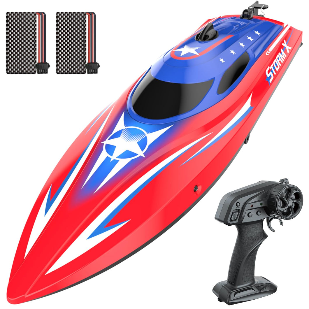 Full Proportional Remote Control Boat for Kids & Adults, 20MPH+ High-Speed Waterproof RC Boat, 2 Battery(30 Mins), 2.4GHz