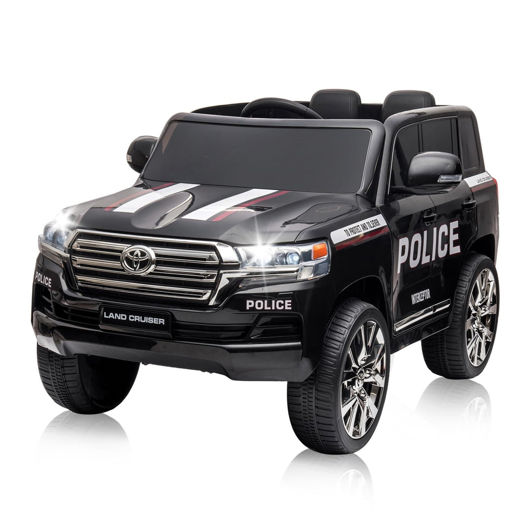 Electric Kids Ride on Police Car SUV, 2 Seater Truck 12V Licensed Toyota Land Cruiser with Remote Control, Black