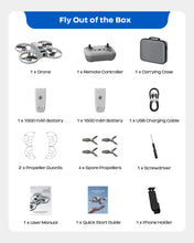 Load image into Gallery viewer, Mini Drone with HD FPV Camera, Beginner Friendly RC Quadcopter for Teens Adults, 90° Tilt Lens, Altitude Hold, One Key Takeoff, 3D Flips, 3 Speed Modes, 2 Batteries 25 Mins Flight, Indoor Outdoor Gift (Gray)

