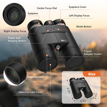 Load image into Gallery viewer, VOTJPYS 10x42 Laser Rangefinder Binoculars for Hunting – 2286 Yds ACD/Los, Scan Mode, ±1m Accuracy, Red OLED, HD Optics (Deer 1189 Yds)
