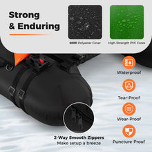 Load image into Gallery viewer, Goplus Inflatable Float Tube, Fishing Belly Boat with Fish Ruler, Pump, Storage Bag, Adjustable Straps, Fishing Float Tube for Angling, 350LBS Load Capacity (Black+Orange, Thickened，W/Rod Holder)
