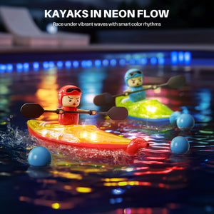2 Pack RC Boats for Kids 8-12, Remote Control Kayaks with 3 Magnetic Balls, 40 Mins Playtime (1 Battery), LED Lights, Perfect Water Toys