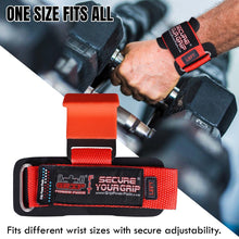Load image into Gallery viewer, Weight Lifting Hooks Heavy Duty Lifting Wrist Straps (JET RED, WOMEN-Wrist Size Small/Medium)
