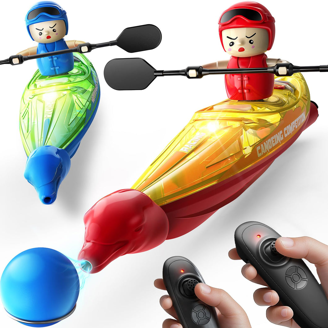 2 Pack RC Boats for Kids 8-12, Remote Control Kayaks with 3 Magnetic Balls, 40 Mins Playtime (1 Battery), LED Lights, Perfect Water Toys
