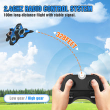 Load image into Gallery viewer, Remote Control Airplane for Beginners, 2.4GHz V17 Jet Fighter Stunt RC Airplanes, ABS, 3D Flip, Stunt Roll,Blue

