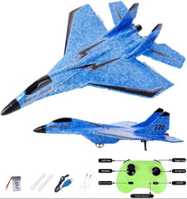 Load image into Gallery viewer, Remote Control Wireless Airplane Toy with Lights, Su-35 Rc Glider 2 Channel 2.4 GHZ Remote Control Planes, Outdoor Foam Rc Aircraft
